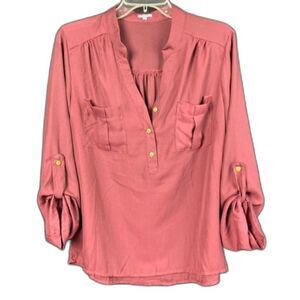 Burgundy Chiffon Shirt Sheer w. Half Sleeves